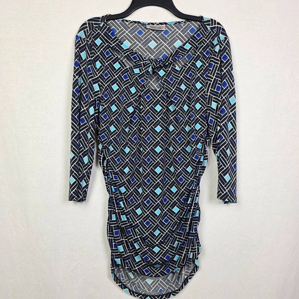 Jennifer Lopez Geo Print Tie Front Top XL